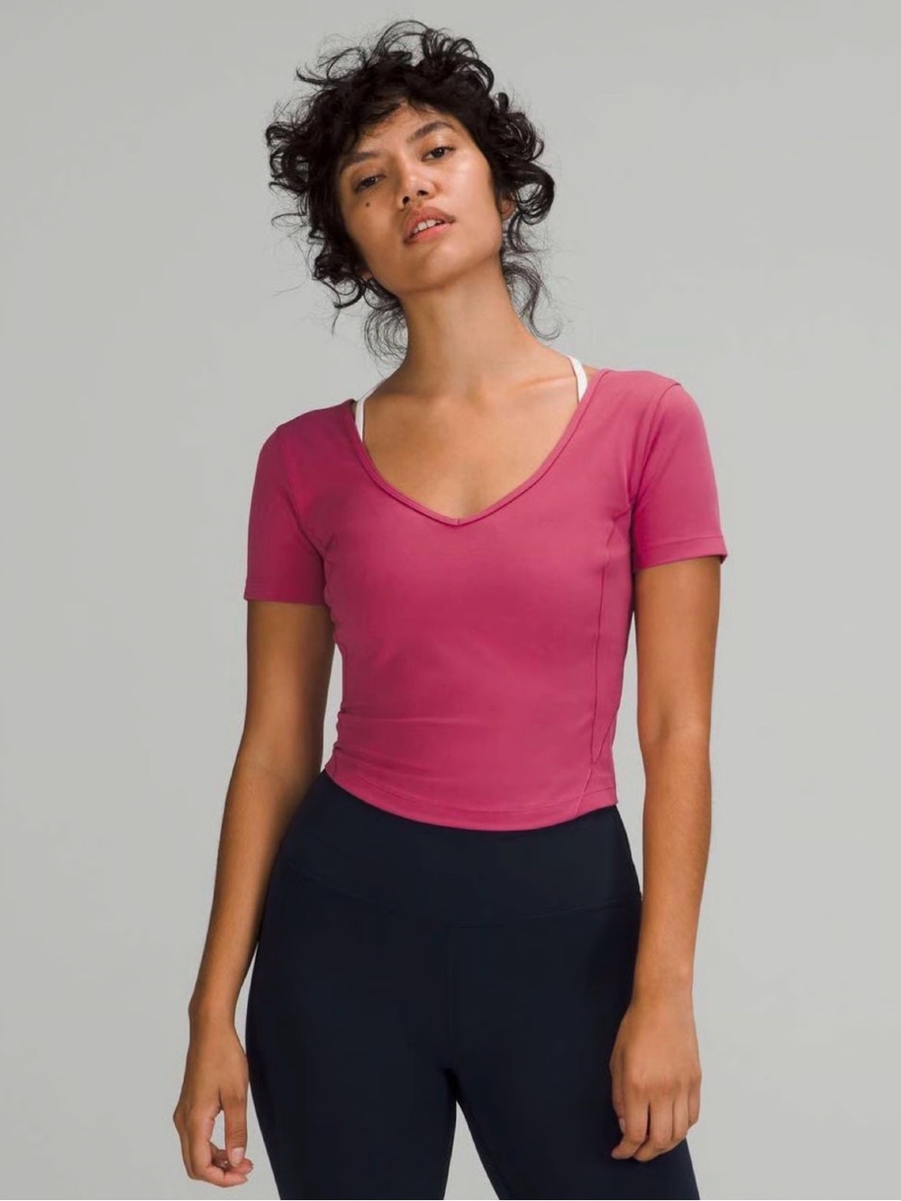 lululemon athletica Rose Short Sleeve V-Neck Crop Top